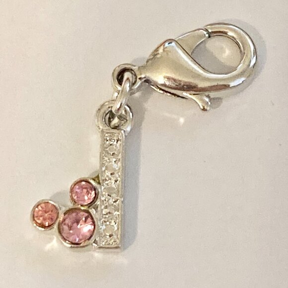 Vintage Disney Pink Crystal Mickey Mouse Ears Charm Clip On Initial Letter I - Picture 5 of 10